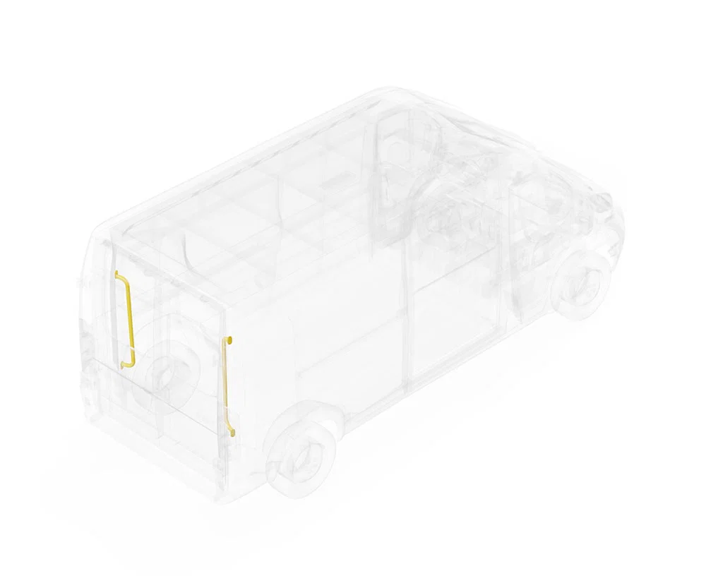11R00-40 – LEGEND FLEET Interior Grab Bar, Textured Yellow Steel Rear Door D-Pillar Set Of 2